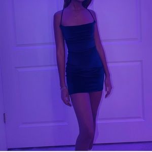 Navy Open Back Mini Dress